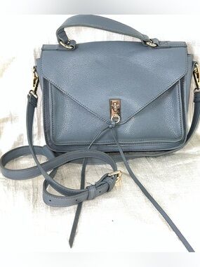 Crossi Gray Blue Envelope Crossbody Satchel Handbag Gold Tone Hardware